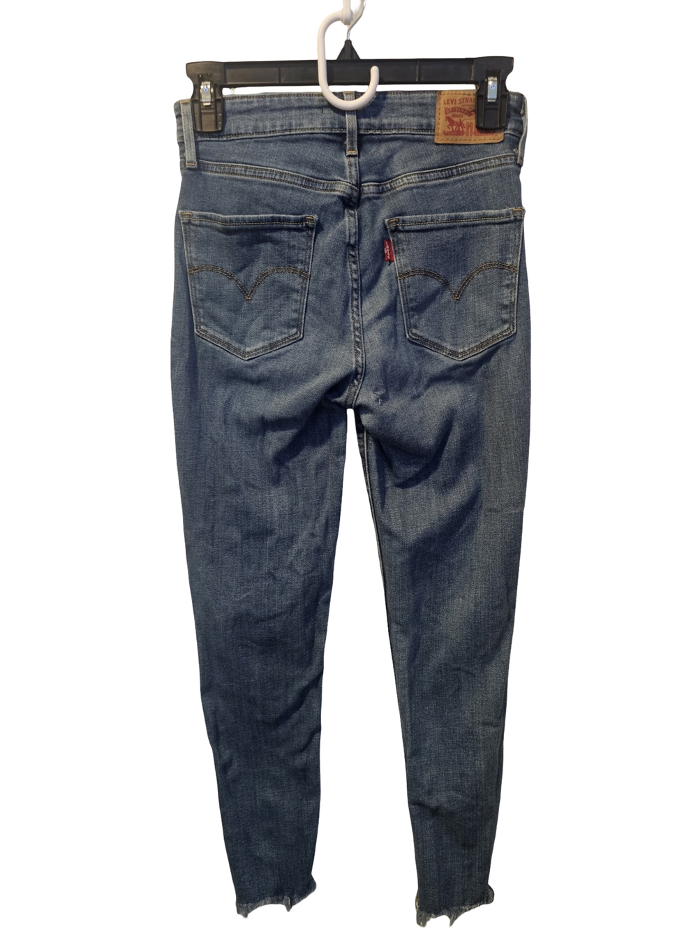 Levi’s 721 High Rise Skinny Jeans Womens Size 26 Medium Wash Raw Hem Ankle - Picture 2 of 3